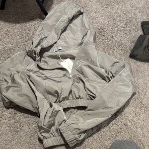 Gold Hinge cropped windbreaker hoodie